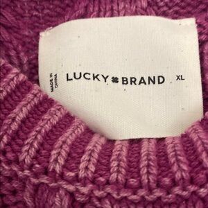 Lucky Brand Pink Crew Neck Sweater with Chunky Knit